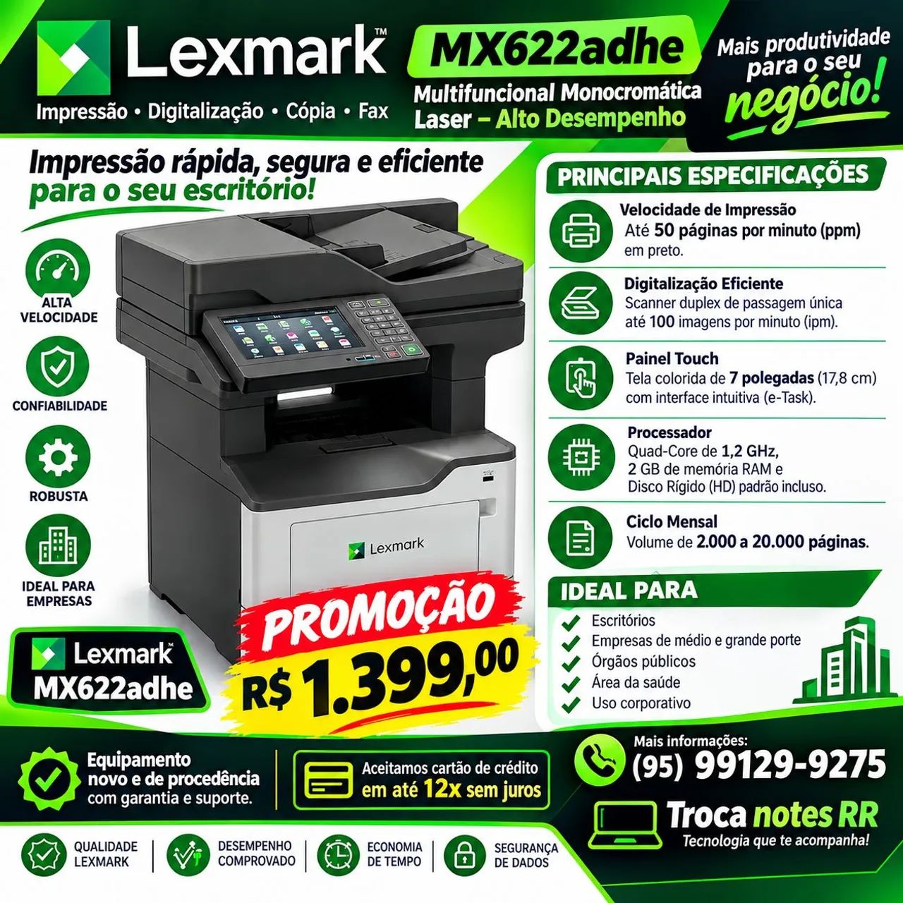 Impressora Lexmark ótima para escritório e quem trabalha com xerox