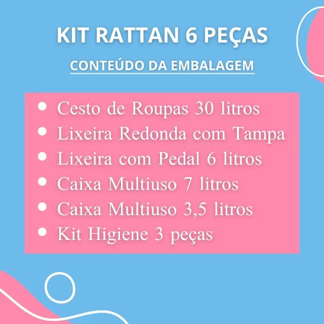 Kit Quarto Bebê Rattan Completo | Azul, Rosa e Branco | Entrega Grátis - Foto 5