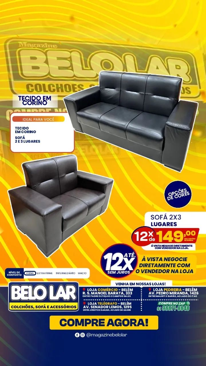 Sofá 2x3 Lugares