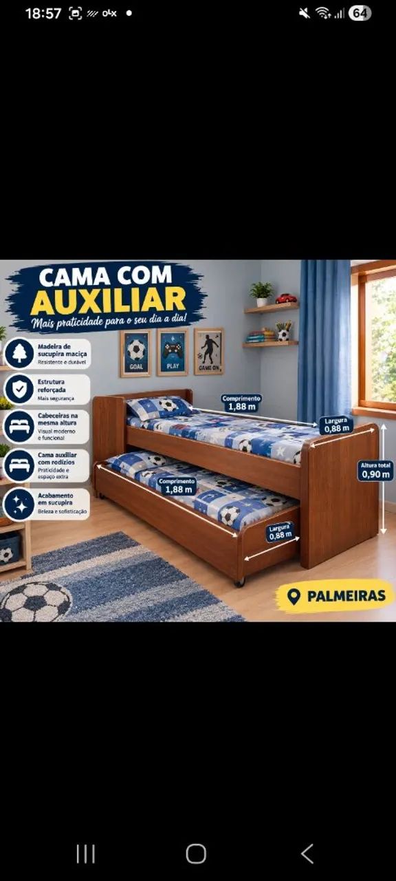 CAMA C AUXILIAR SUCUPIRA CONSERVADA - Foto 3