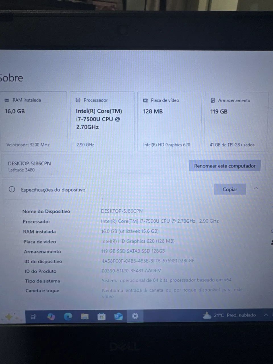 Notebook Dell Latitude 3480 | Core i7 | 16GB RAM | SSD 128GB (Rápido!) - Foto 3