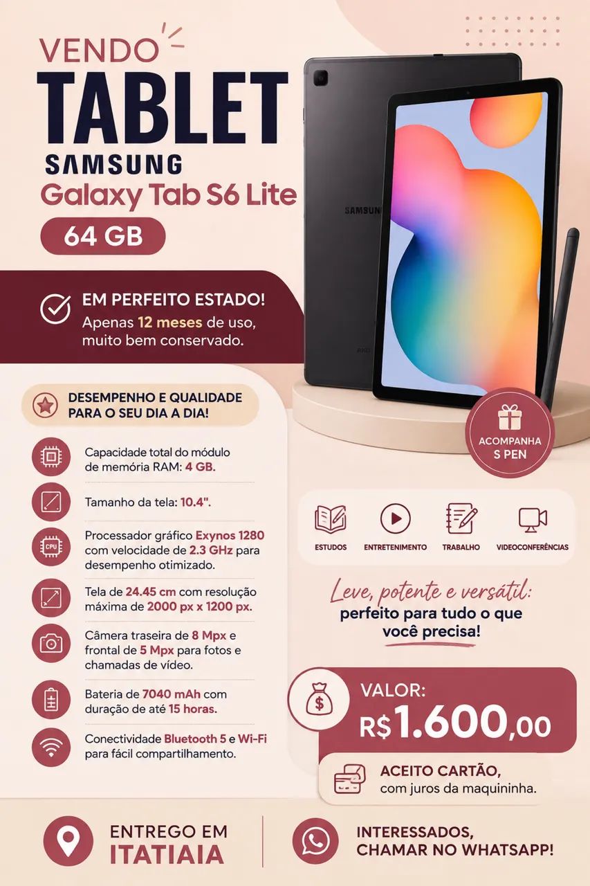 Tablet Samsung s6Lite