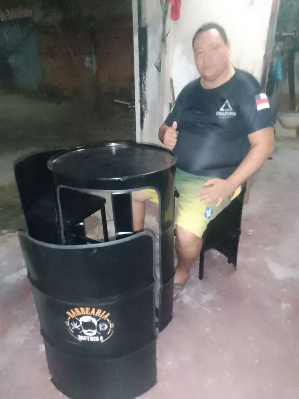 Jogo de Mesa e Cadeiras de Tambor de Óleo (Ecológico / Industrial) - Foto 2