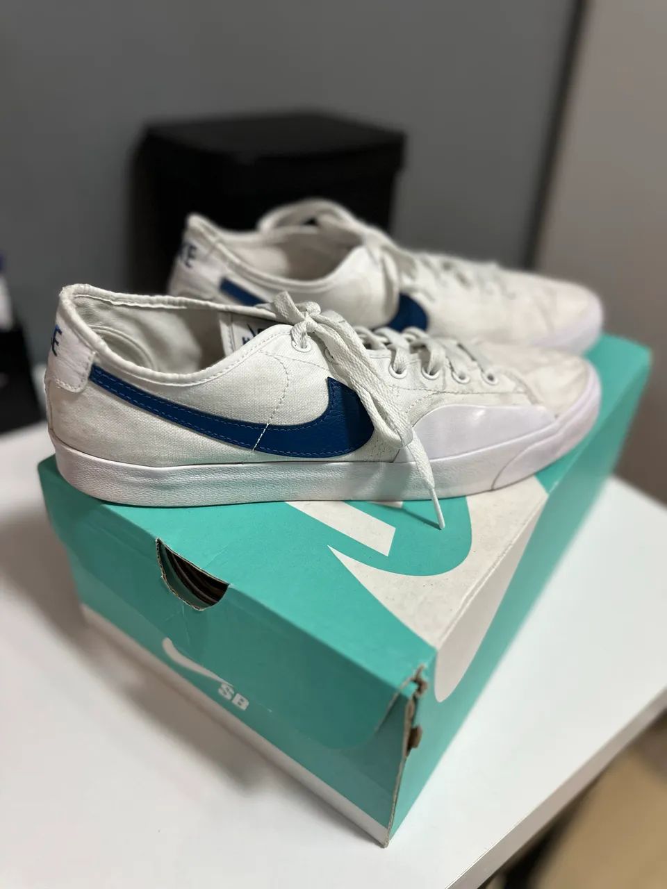 Tênis Nike SB Branco com Swoosh Azul - Original - Excelente Estado - Foto 4