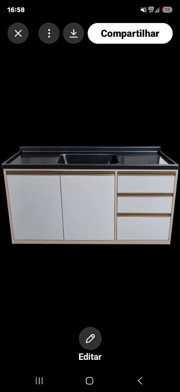 Balcao de pia 120cm com tampo marmorite - Foto 3