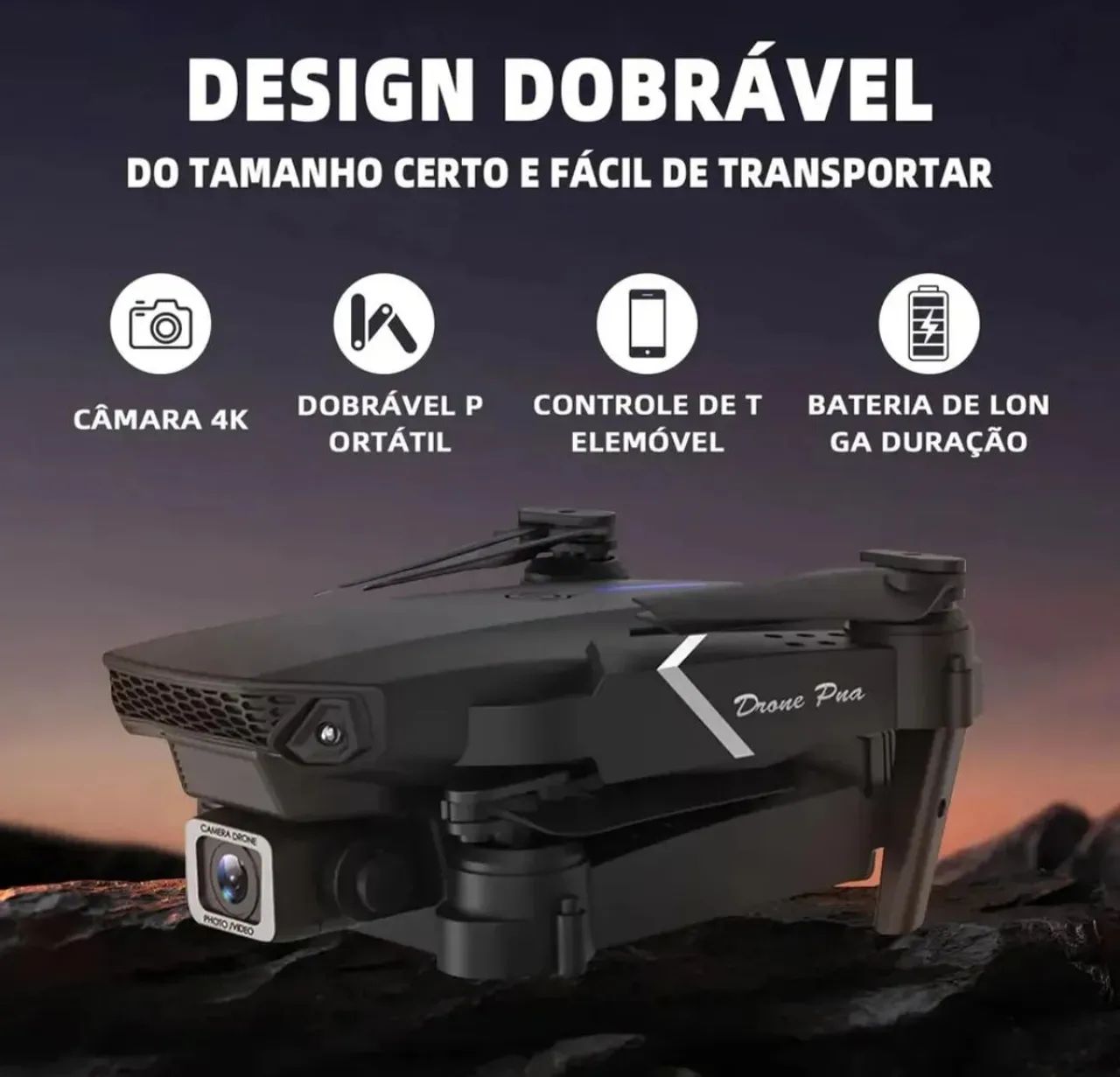 Drone E88 com Câmera e 2 Baterias (Novo) - Foto 2