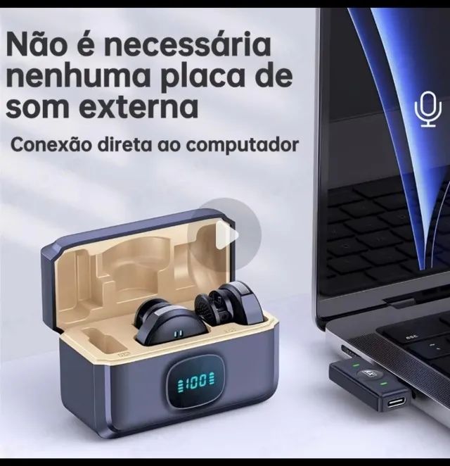 Microfone Mini De Lapela Para iPhone Profissional Magnético Redução de Ruído P/ Podcast  - Foto 4