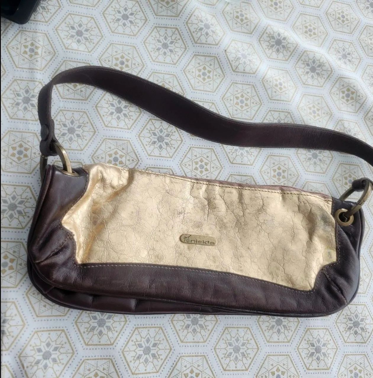 Bolsa dourada de couro original R$ 30