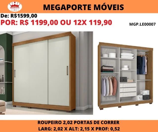 GUARDA ROUPA 3 PORTAS DE CORRER