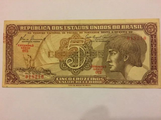 Cédula antiga de 5,00 cruzeiros- 1961