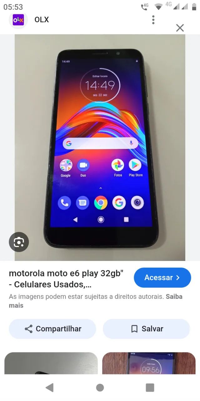 celular Motorola e 6 Play com marcas de uso sem carregador 
