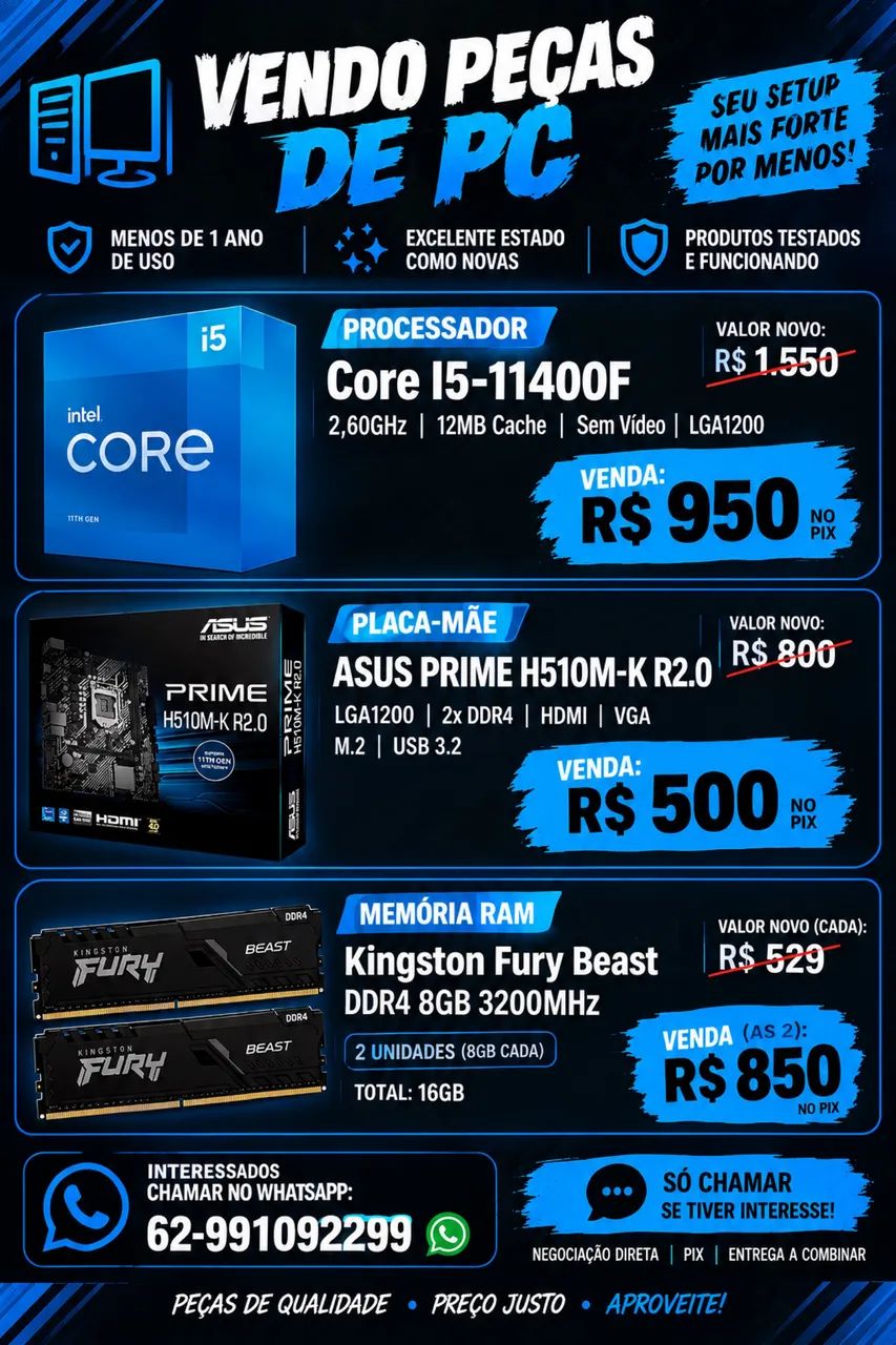 VENDO PEÇAS DE PC 