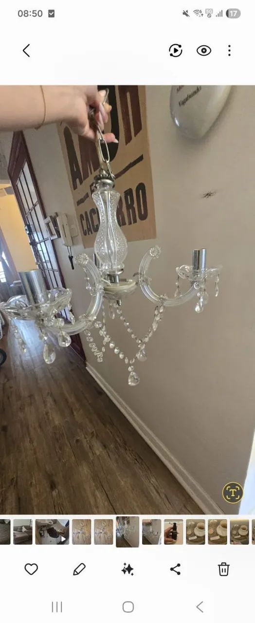 Lustre Cristal 3 lâmpadas