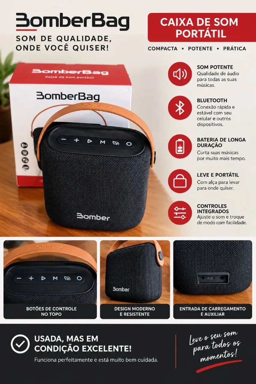 Caixa de som Bluetooth Bomber bag 12w