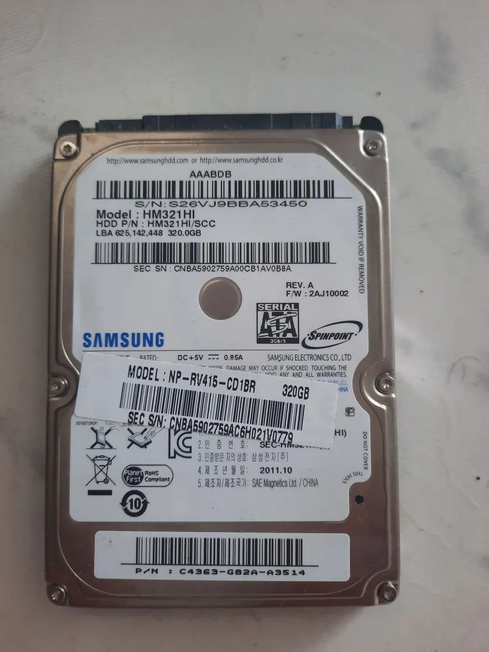 HD 320GB SAMSUNG PARA NOTEBOOK 