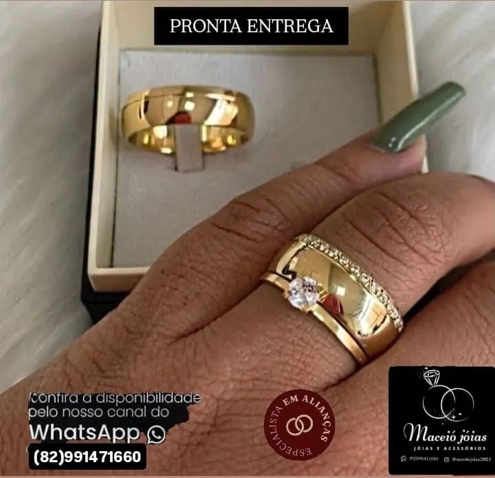  ALIANÇAS NOIVADO E CASAMENTO BANHADAS A OURO 18KILATES  - Foto 4