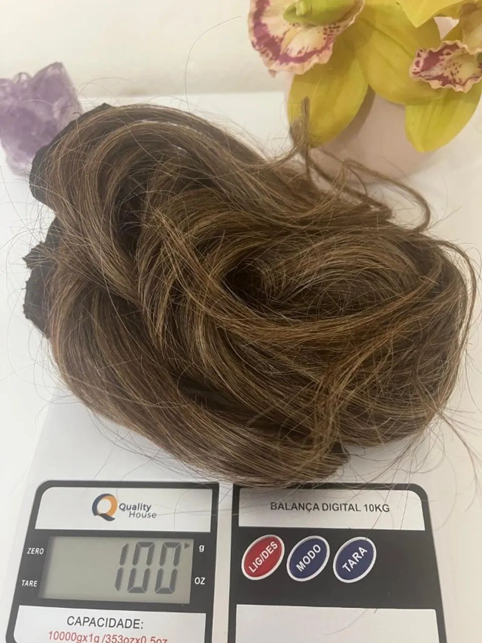 Cabelo humano. 100g, duas faixas