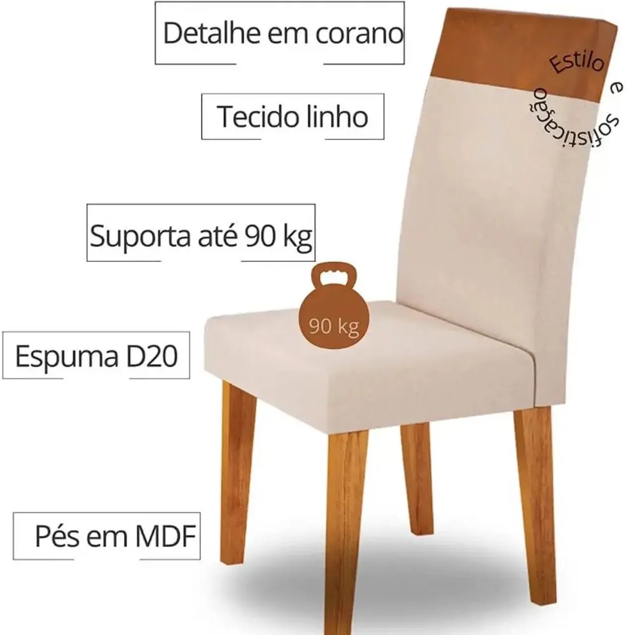 Mesa de Jantar Viena 120x80cm com 4 Cadeiras  / peça já  - Foto 2