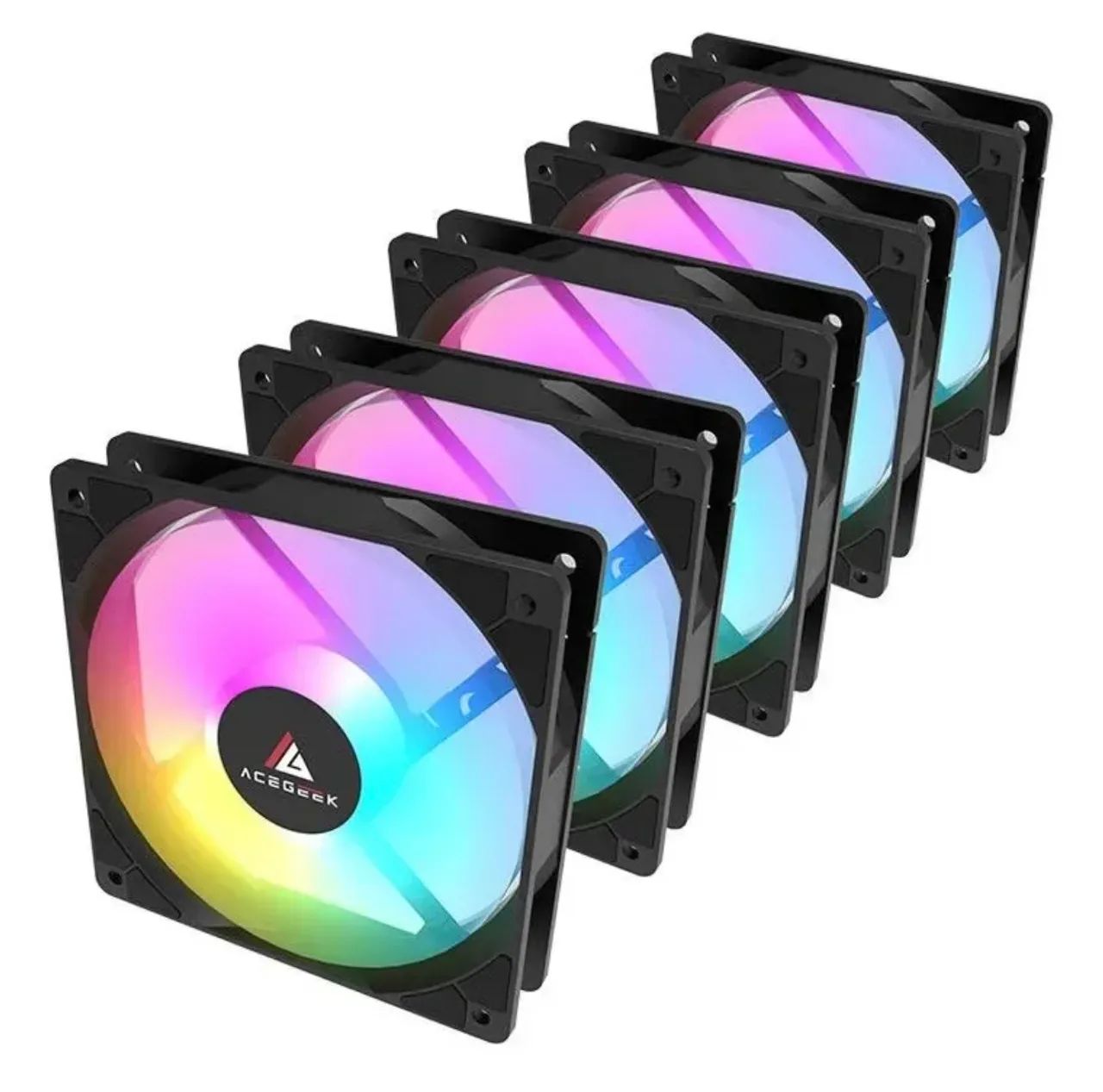 Kit Com 5 Ventoinhas Acegeek Rainbow