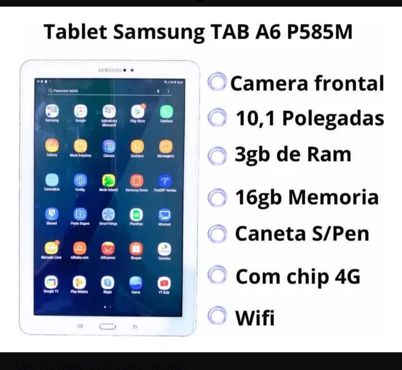 Tablet Samsung 10.1- TAB A6 P585M - Foto 5
