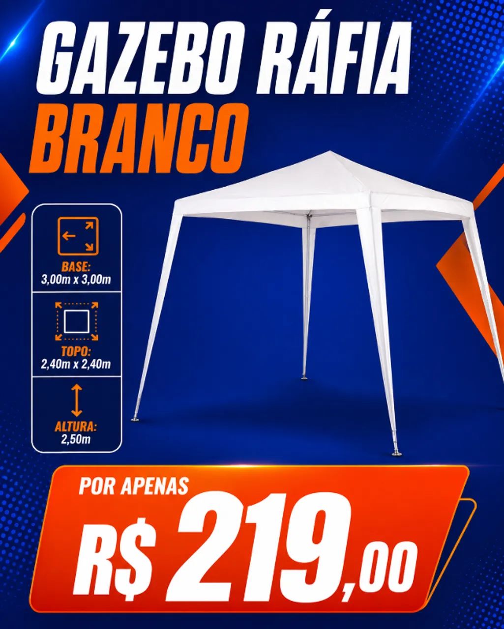 Gazebo Tenda Ráfia Branco 3 x 3 m