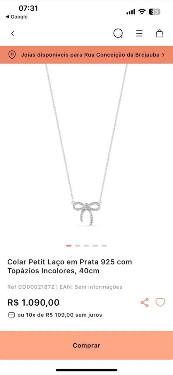 Colar vivara prata
