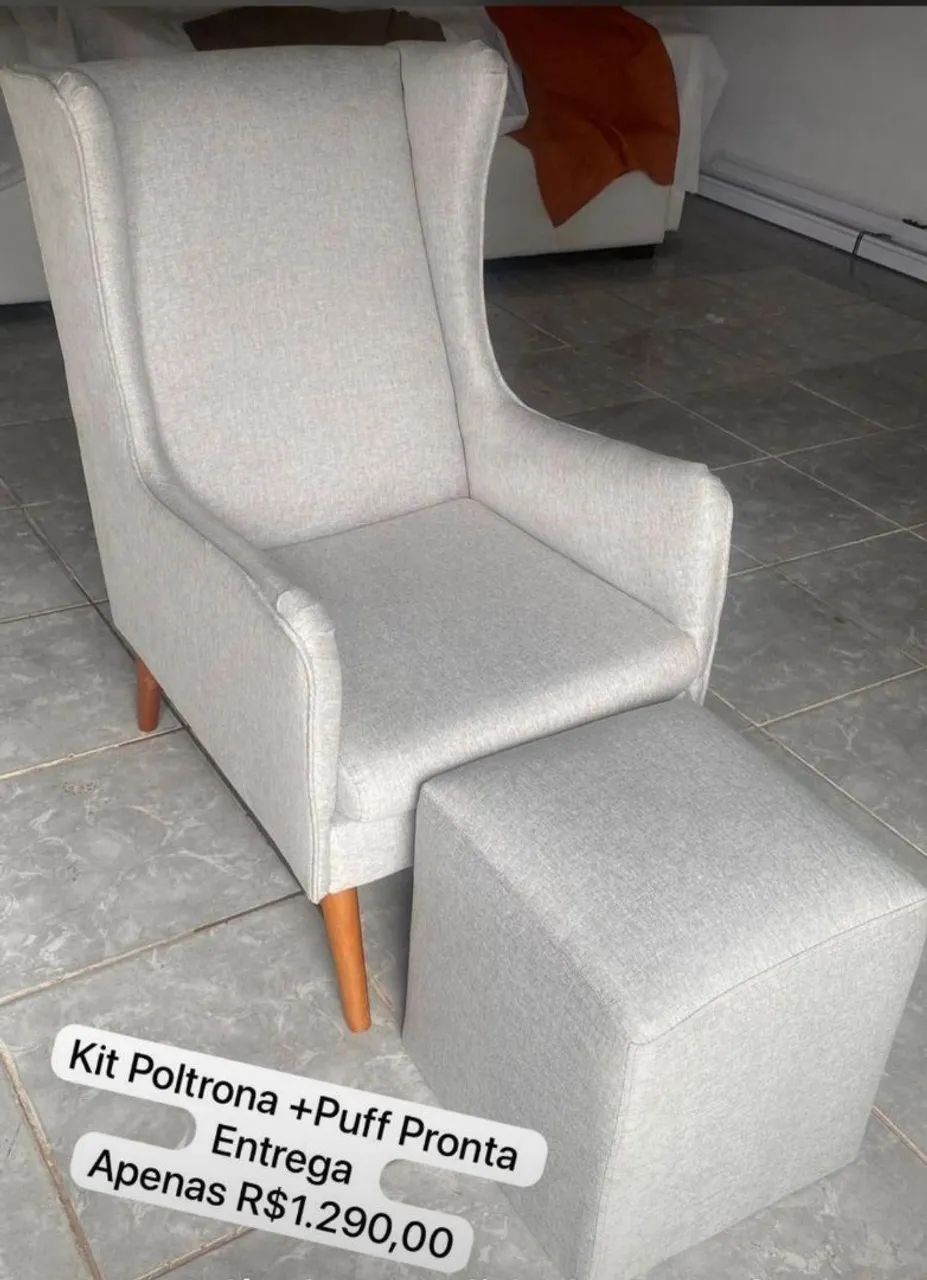 Kit poltrona +puff pronta entrega,apenas R$ 1.290,00;contato *