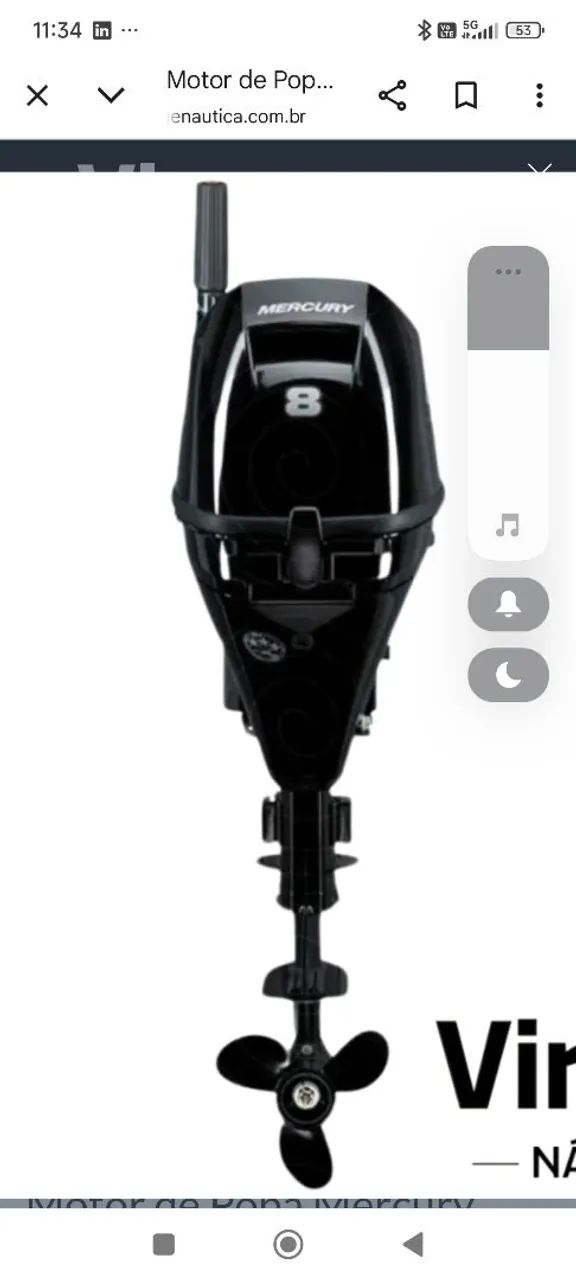 MOTOR DE POPA MERCURY 8 HP 4 TEMPOS 