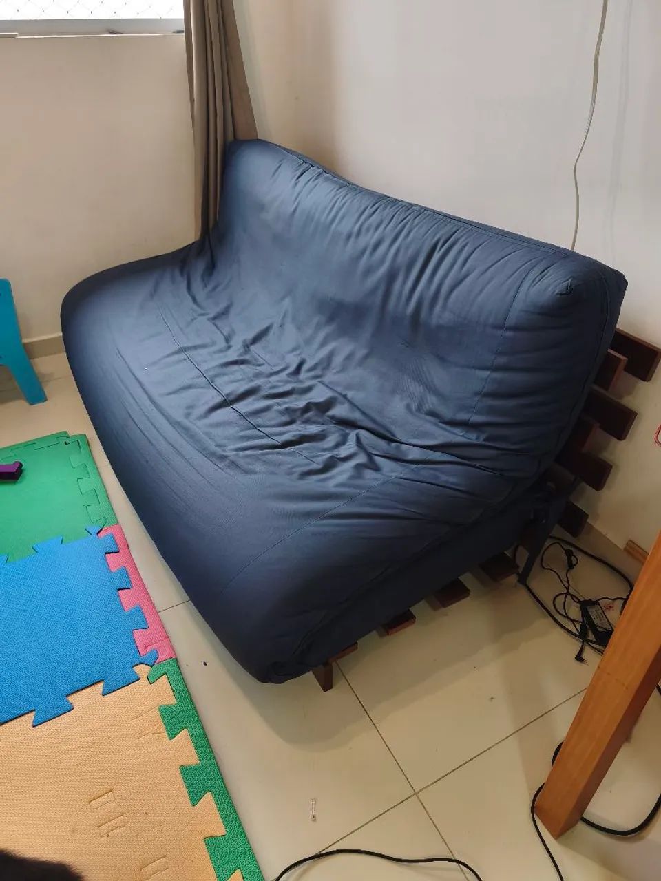 Sofá Cama Casal Futon Acquablock Azul Royal  - Foto 3