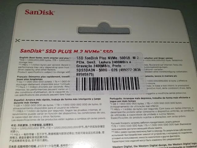 (LACRADO) SSD SanDisk Plus, 500GB, M.2 NVMe PCIe 3.0, Leitura 2400MBs e Gravação 1500MBs - Foto 3