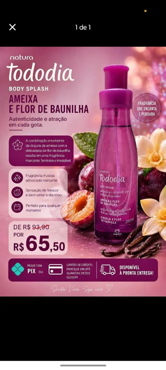 Body splash ameixa e flor de baunilha  - Foto 2