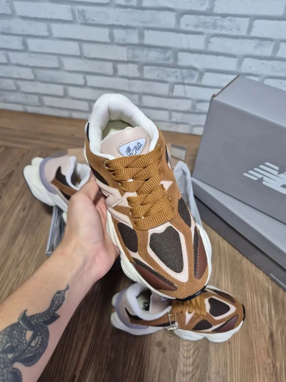 Tênis New Balance 9060 Caramelo Sintético Feminino Tag NB - Foto 5