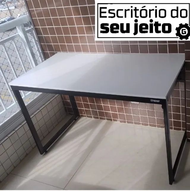 Mesa de Escritório Reforçada 1m NOVA Estilo Industrial Multiuso para Computador Notebook - Foto 2