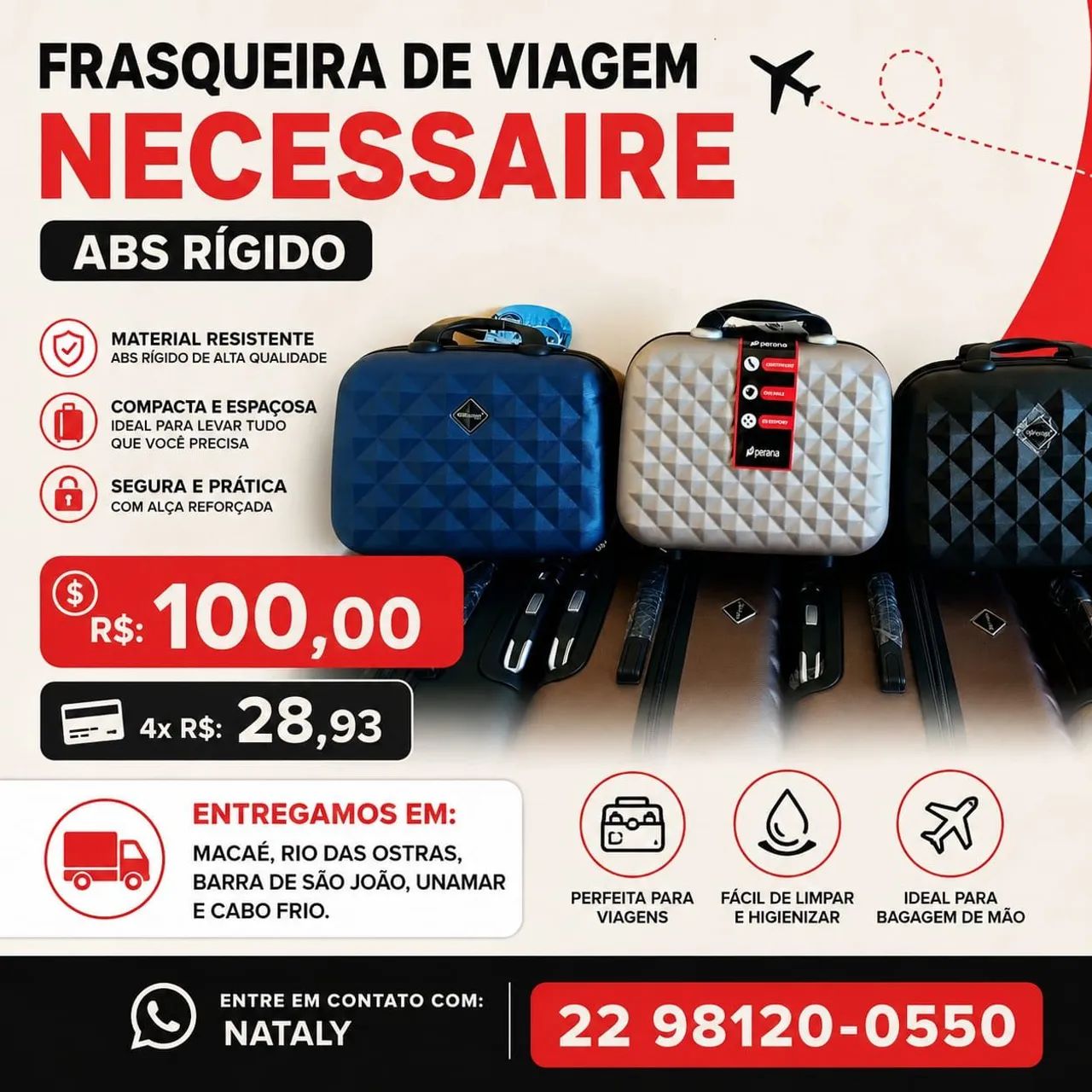 Frasqueira de Viagem Necessaire ABS Rígido <br>