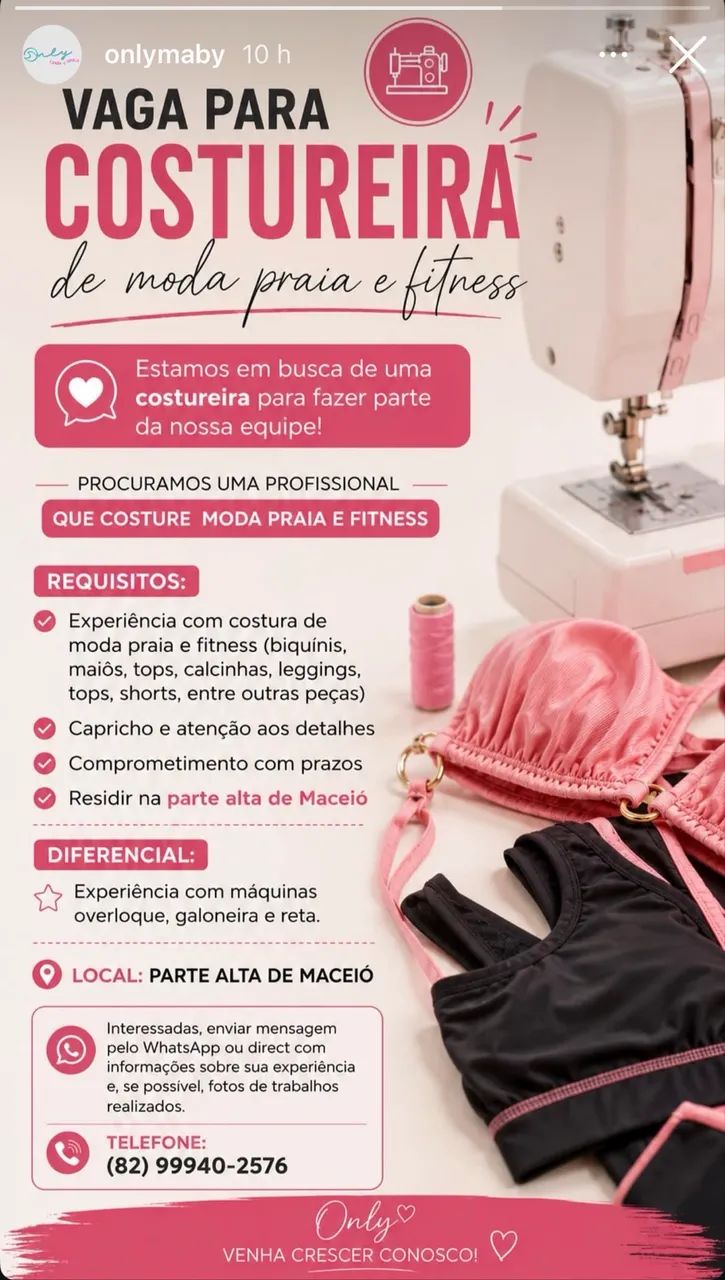 Vagas para costureira 