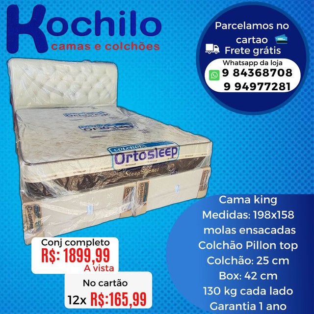 Cama king completa. Colchão Sleep pocket molas