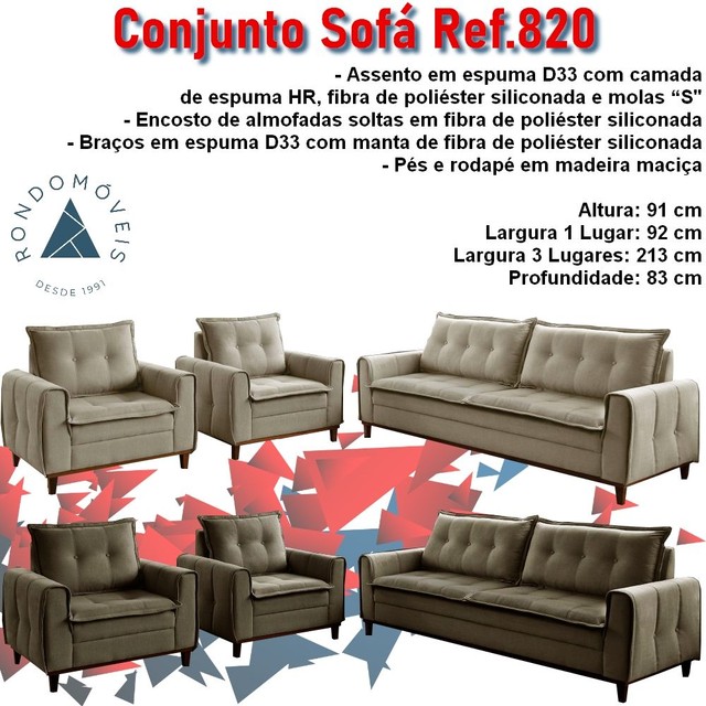 Sala escritório conjunto sofá 2 poltronas e um sofá 3 lugares 