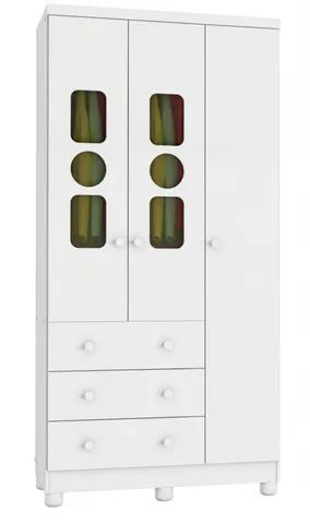 Guarda Roupa Infantil 3 Portas Tedy 100% MDF(Novo) - Foto 4