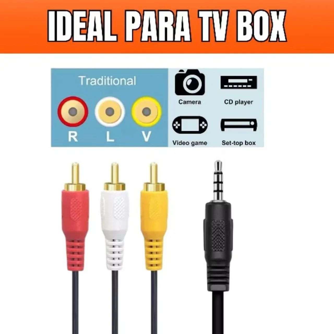 Cabo P2 3 rca para tv box e outros aparelhos