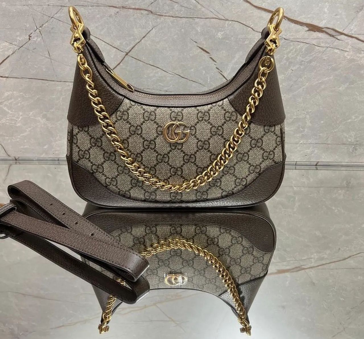 Bolsa aphrodite nova em couro com número de série 