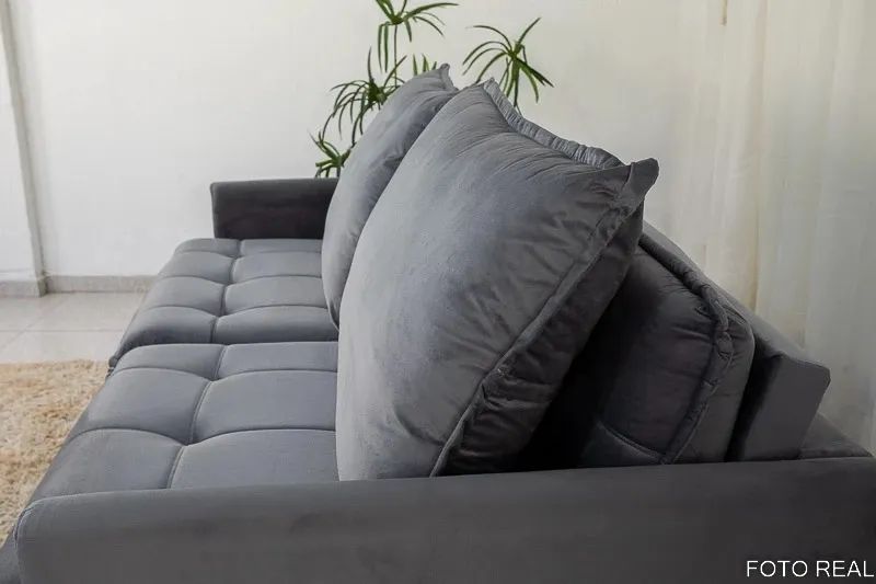 Sofá Cama Retrátil 2,15m Grafite  Molas Bonnel rf866 - Foto 2