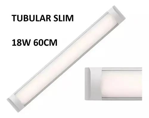 Luminária Tubular Flat Led 18w 60cm Sobrepor Slim Calha Cor Branco Bivolt