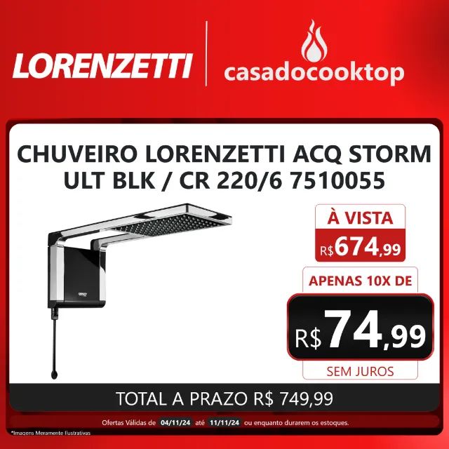 Chuveiro Lorenzetti Acqua Storm Ultra Black/Chrome 220V 6800W 7510055