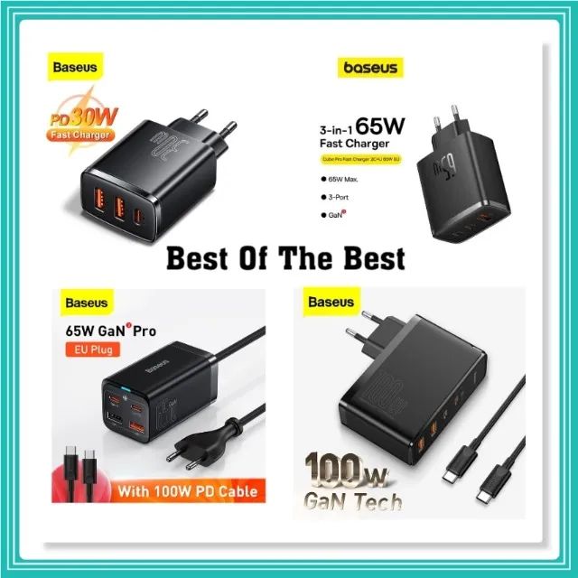 Baseus Carregadores De Parede 20W, 30W, 65W, + 65W,100W, +100W