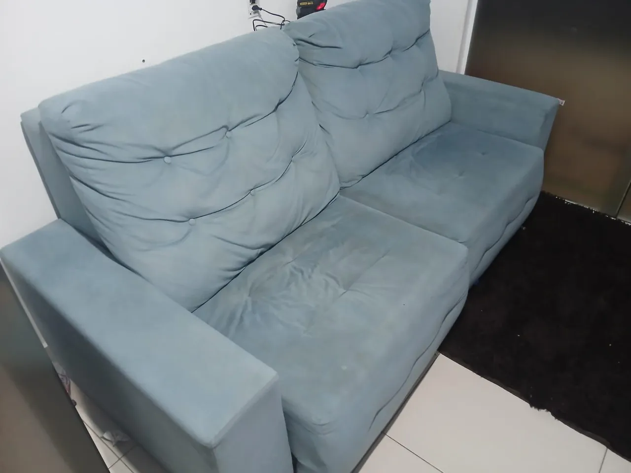 Sofá Retrátil cor azul claro 2m ENTREGO SEM CUSTO