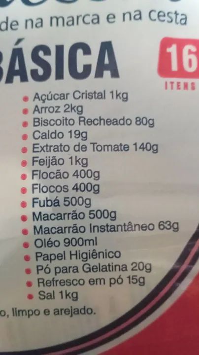 Kit de Alimentos Básicos - 16 Itens