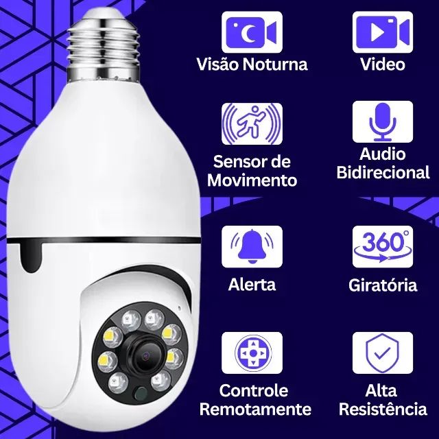 Câmera Segurança Bocal 1080p Wifi Full Hd Lâmpada Visão Noturna - Foto 5