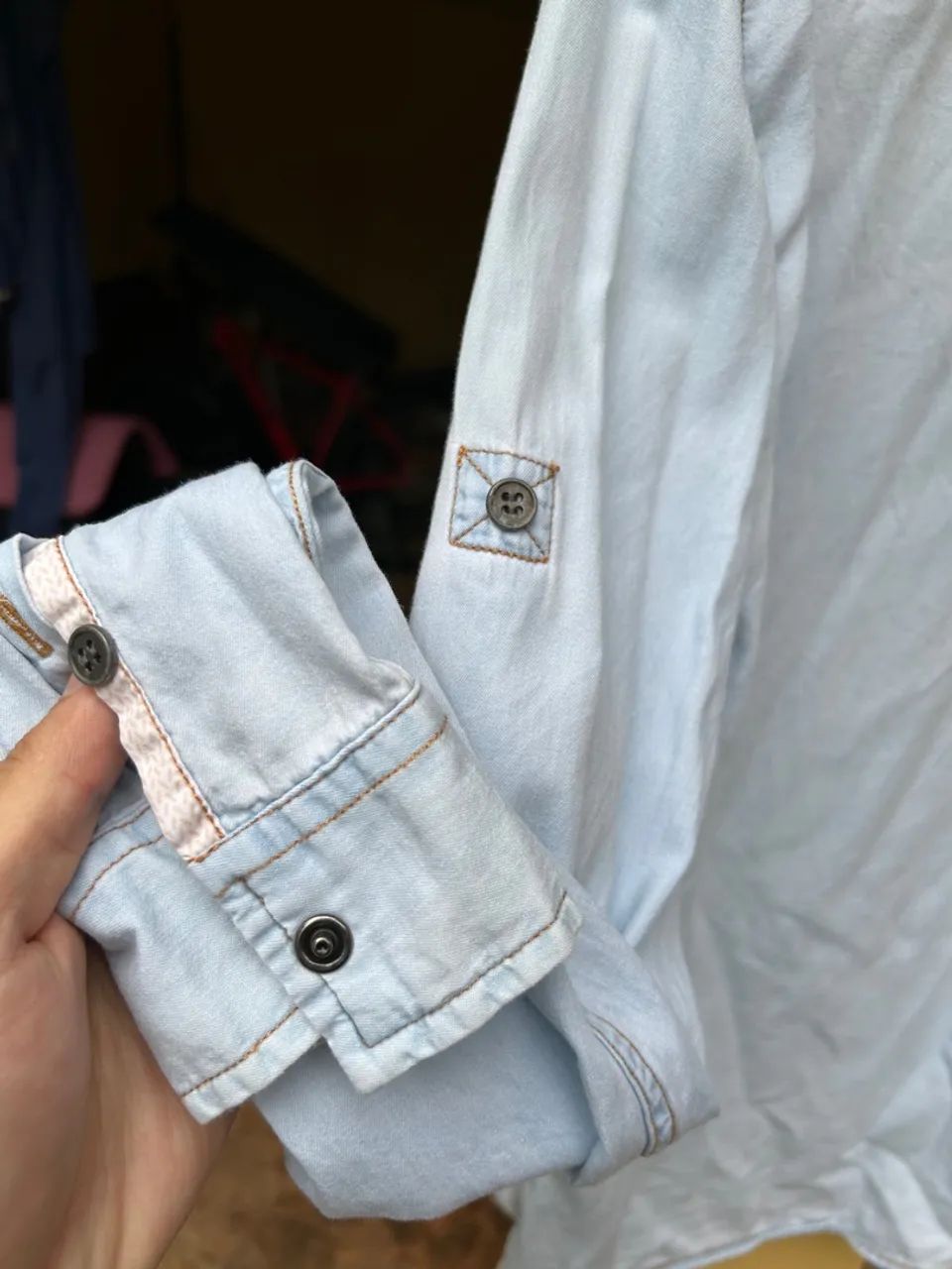 Camisa jeans masculina tamanho M - Foto 5