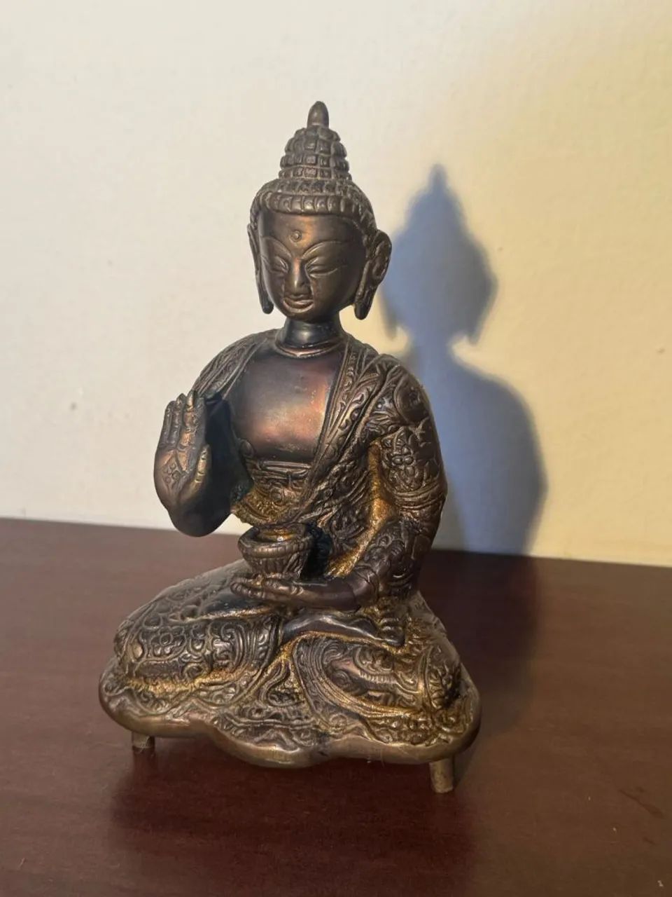 Statuas Buda, shiva e símbolo do om de bronze. Lote 3 peças 