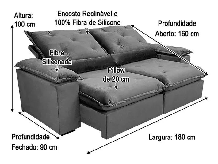Sofá Retrátil 2 Lugares 180cm Molas Bonnel Veludo Marrom - Foto 5